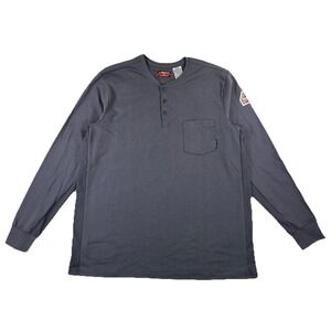 Bulwark FR Long Sleeve Henley Cat2 2112 Grey Cotton 8.9 ATPV Men's XL
